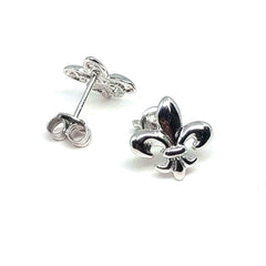Sterling Silver Fleur De Lis Stud Earrings - JewelryAffairs