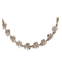 Sterling Silver Greek Olive Leafs Bracelet, 7.5"