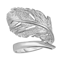 Sterling Silver Leaf Design Ring, Size 7 - JewelryAffairs
