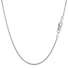 Sterling Silver Rhodium Plated Box Chain Necklace, 1.1mm - JewelryAffairs