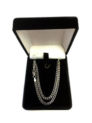 Sterling Silver Rhodium Plated Curb Chain Necklace, 3.0mm - JewelryAffairs