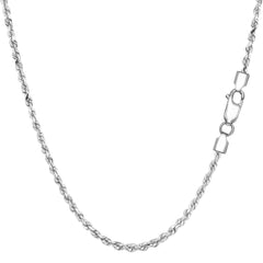 Sterling Silver Rhodium Plated Diamond Cut Rope Chain Necklace, 1,8mm - JewelryAffairs