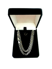 Sterling Silver Rhodium Plated Flat Mariner Chain Necklace, 3.5mm - JewelryAffairs