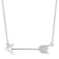 Sterling Silver Sideways Arrow Necklace, 18" - JewelryAffairs