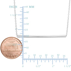 Sterling Silver Sideways Cylinder Bar Pendant Necklace, 18" - JewelryAffairs