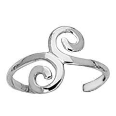 Sterling Silver Swirl Design Cuff Style Adjustable Toe Ring - JewelryAffairs