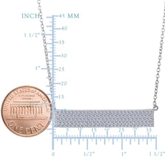 Sterling Silver Wide Rectangle Bar Pendant CZ Necklace, 18" - JewelryAffairs