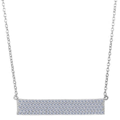 Sterling Silver Wide Rectangle Bar Pendant CZ Necklace, 18" - JewelryAffairs