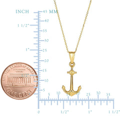 14k Yellow Gold Anchor Pendant Chain Necklace, 18" fine designer jewelry for men and women