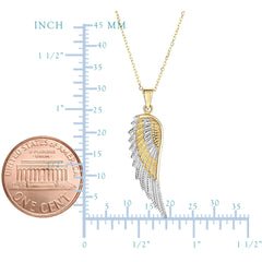 14k Yellow And White Gold Angel Wing Pendant Chain Necklace, 18" fine designer jewelry for men and women
