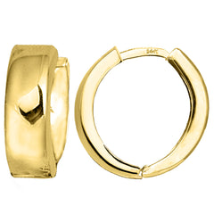 14k Yellow Gold Snuggable Huggie Earrings, Diameter 15mm fine designer jewelry for men and women