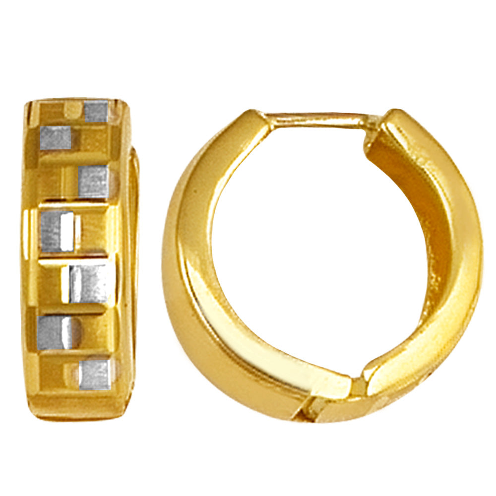 14K Yellow Gold Textured Snuggable Earrings, Diameter 15mm fine designer jewelry for men and women