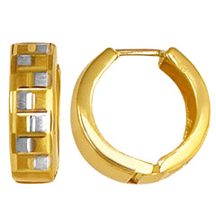 14K Yellow Gold Textured Snuggable Earrings, Diameter 15mm fine designer jewelry for men and women