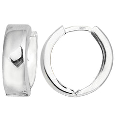 14k White Gold Snuggable Huggie Earrings, Diameter 15mm fine designer jewelry for men and women