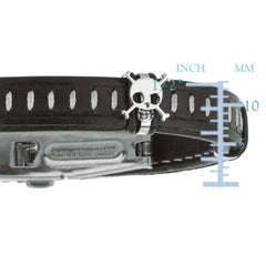 Mens Dark Leather Bracelet With Stainless Steel Skulls And Deployment Clasp, 8.5" fine designer jewelry for men and women