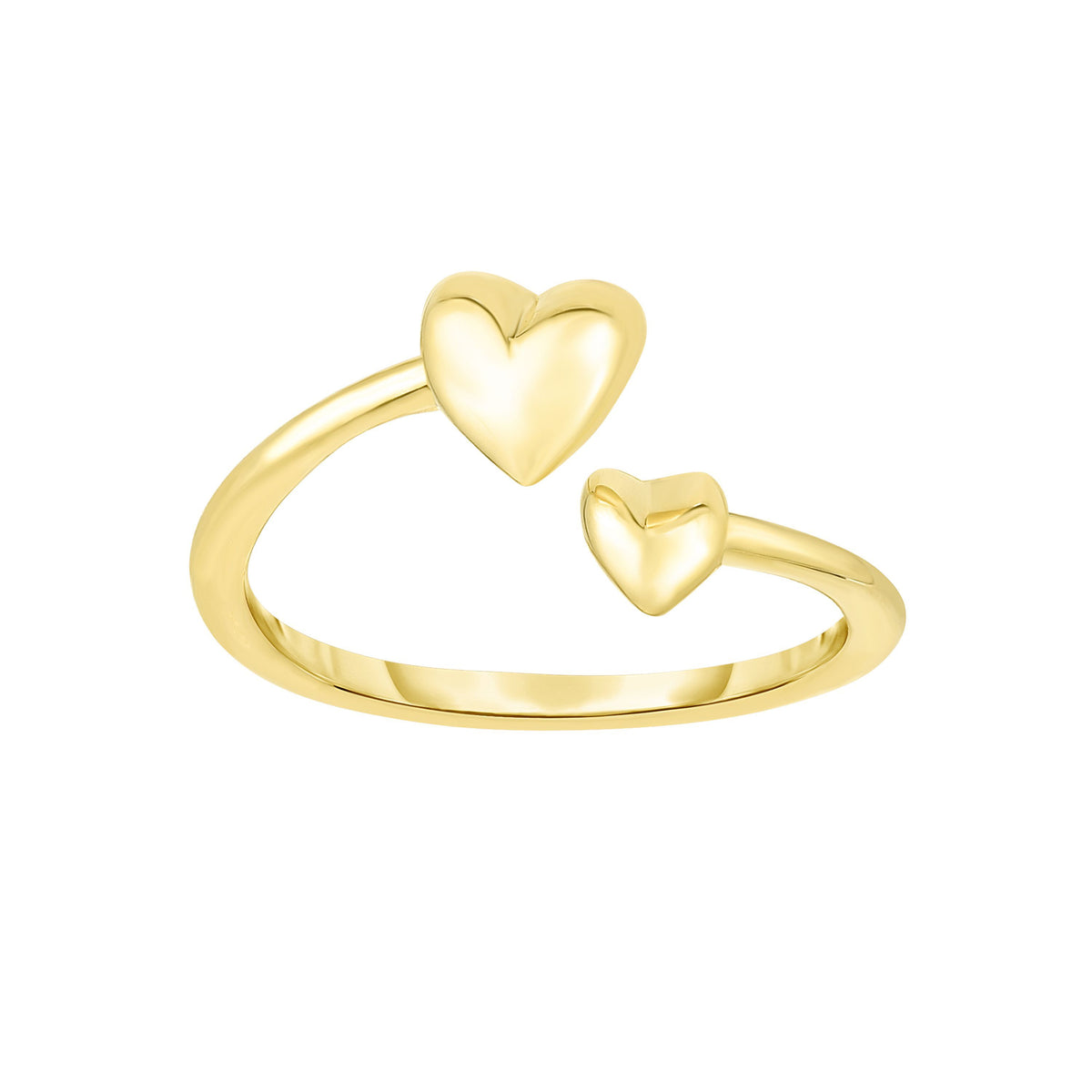 14K Yellow Gold Hearts Bypass Toe Ring 9mm fine designer jewelry for men and women