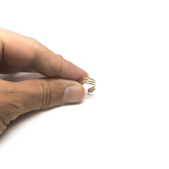 14K Yellow Gold Triple Bar Adjustable Toe Ring 6.5mm fine designer jewelry for men and women