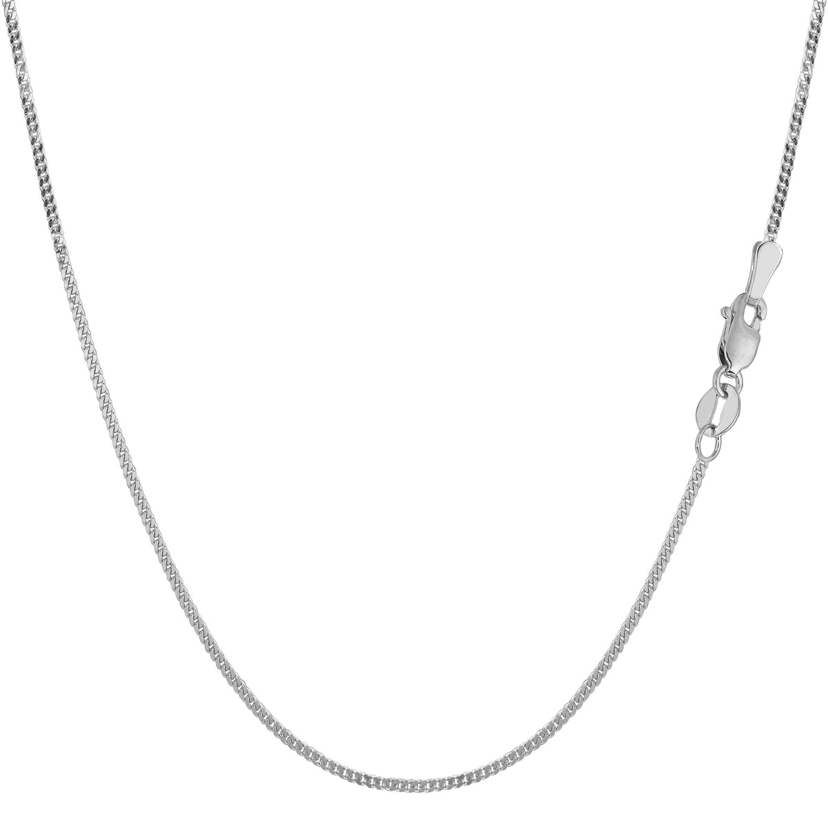 14k White Gold Gourmette Chain Necklace, 1.0mm fine designer jewelry for men and women