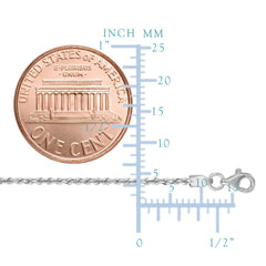 14k White Solid Gold Diamond Cut Rope Chain Necklace, 1.5mm fine designer jewelry for men and women