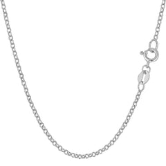 14k White Gold Round Rolo Link Chain Necklace, 1.85mm fine designer jewelry for men and women