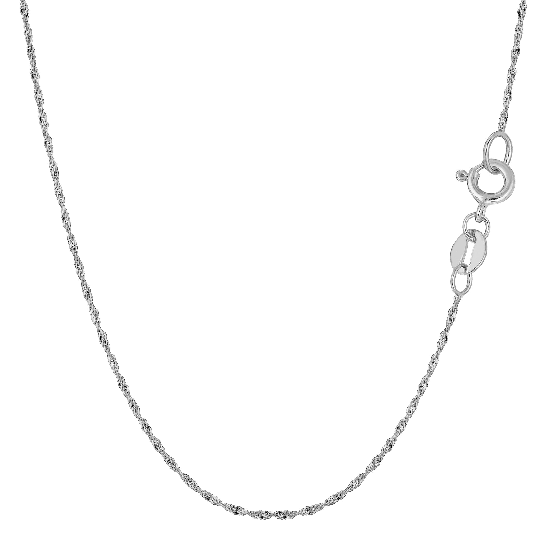 14k White Gold Singapore Chain Necklace, 1.0mm fine designer jewelry for men and women