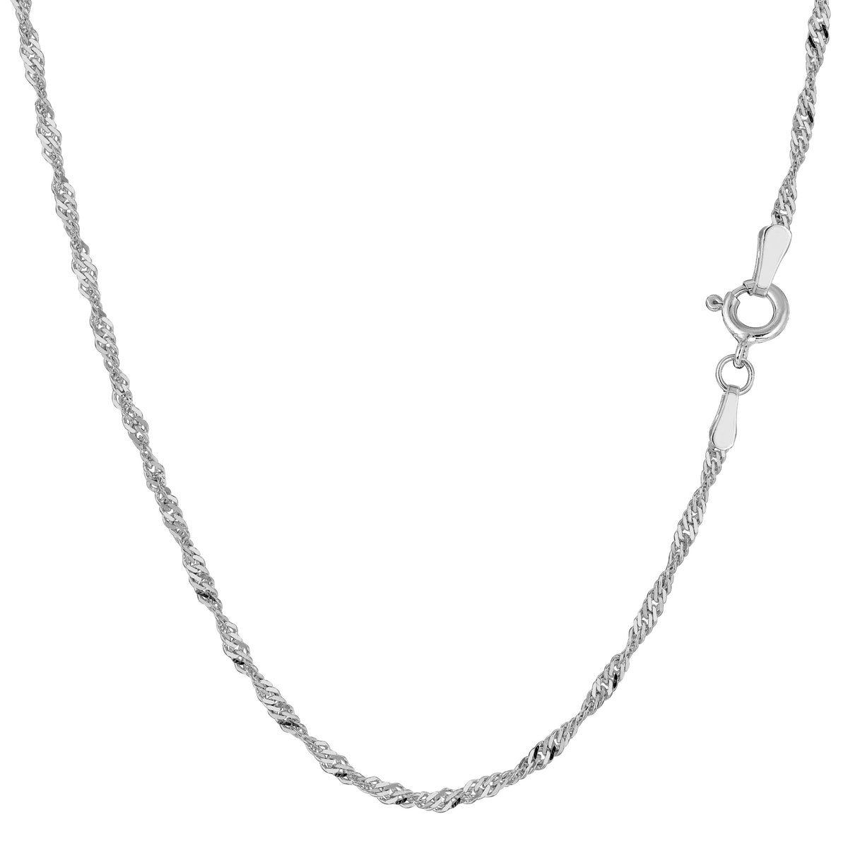 14k White Gold Singapore Chain Necklace, 1.7mm fine designer jewelry for men and women