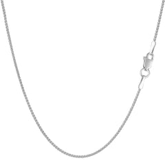 18k White Gold Round Wheat Chain Necklace, 1.1mm fine designer jewelry for men and women