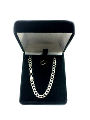 14k White Solid Gold Comfort Curb Chain Bracelet, 4.7mm, 8" fine designer jewelry for men and women