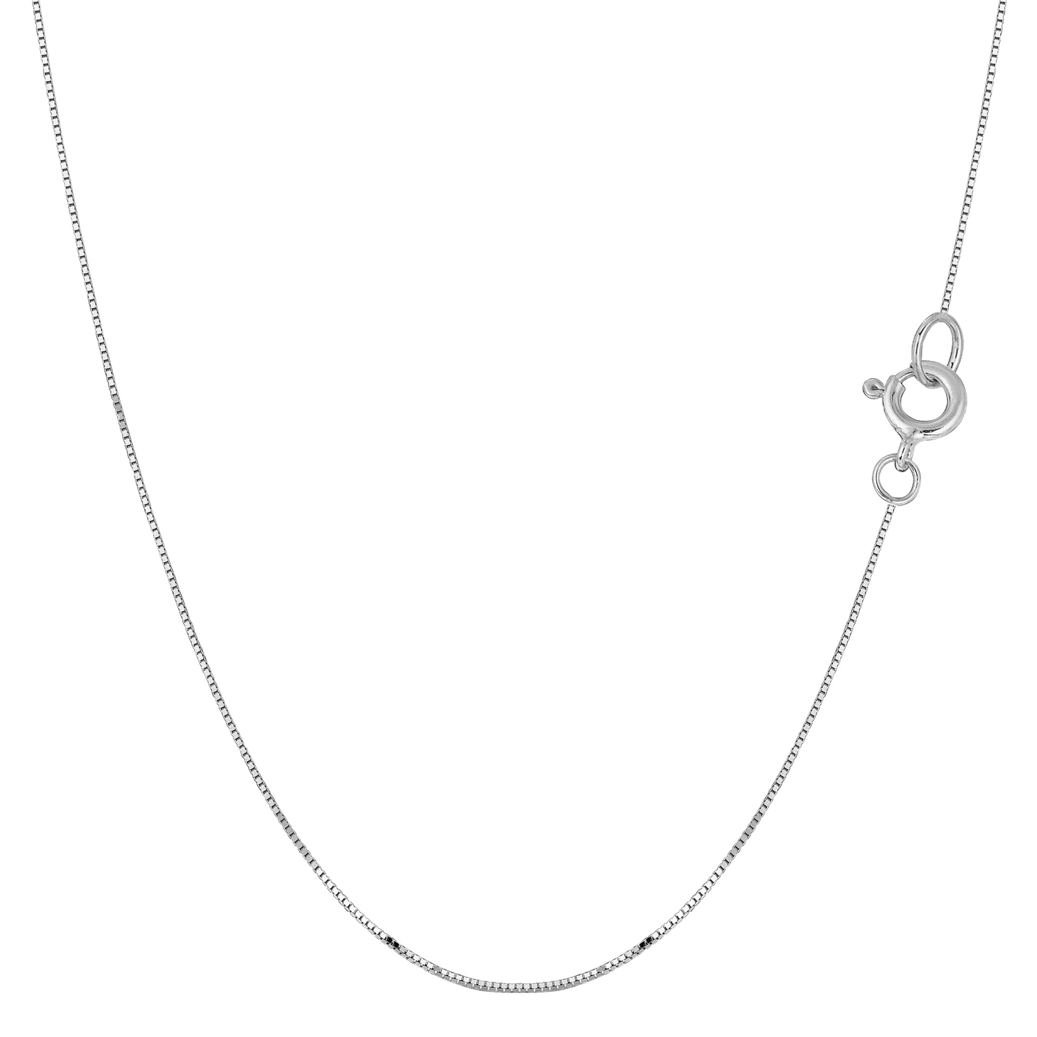 14k White Solid Gold Mirror Box Chain Necklace, 0.45mm fine designer jewelry for men and women