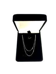 14k White Solid Gold Mirror Box Chain Necklace, 0.6mm fine designer jewelry for men and women