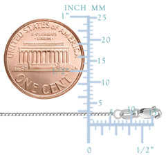 14k White Solid Gold Mirror Box Chain Necklace, 0.8mm fine designer jewelry for men and women