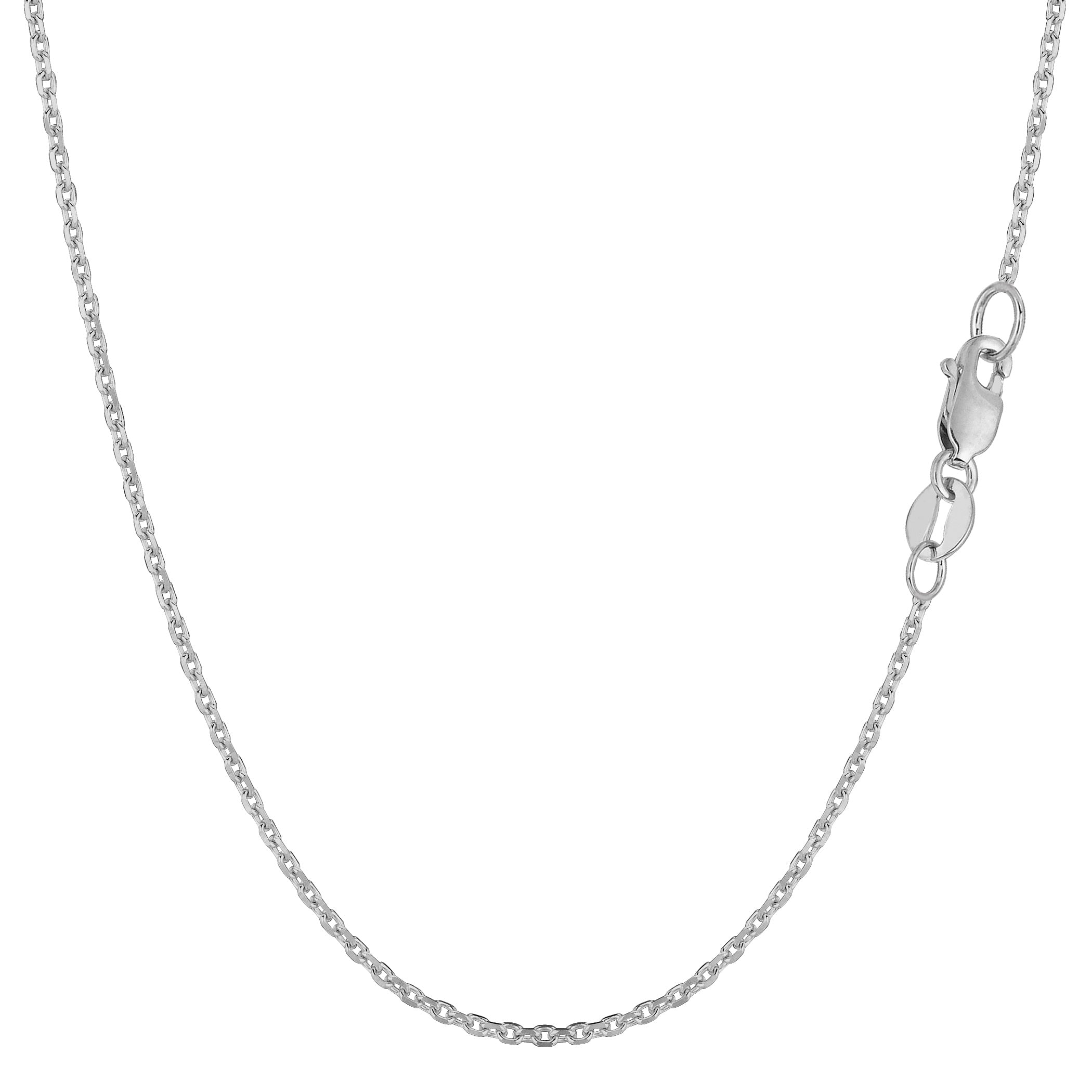14k White Gold Cable Link Chain Necklace, 1.1mm fine designer jewelry for men and women