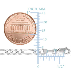 14k White Solid Gold Figaro Chain Bracelet, 3.9mm fine designer jewelry for men and women