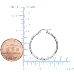 14K Gold Diamond Cut Sparkle Large Hoop Earrings, Diameter 27mm fine designer jewelry for men and women