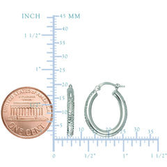 14K Gold Diamond Cut Oval Sparkle Hoop Earrings fine designer jewelry for men and women