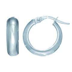 14K Gold Round Polished Hoop Earrings, 15mm fine designer jewelry for men and women