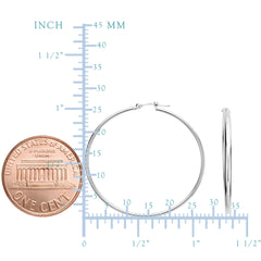 14k White Gold 1.5mm Shiny Round Tube Hoop Earrings fine designer jewelry for men and women