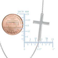 14k Gold Sideways Cross Pendant Necklace, 18" fine designer jewelry for men and women