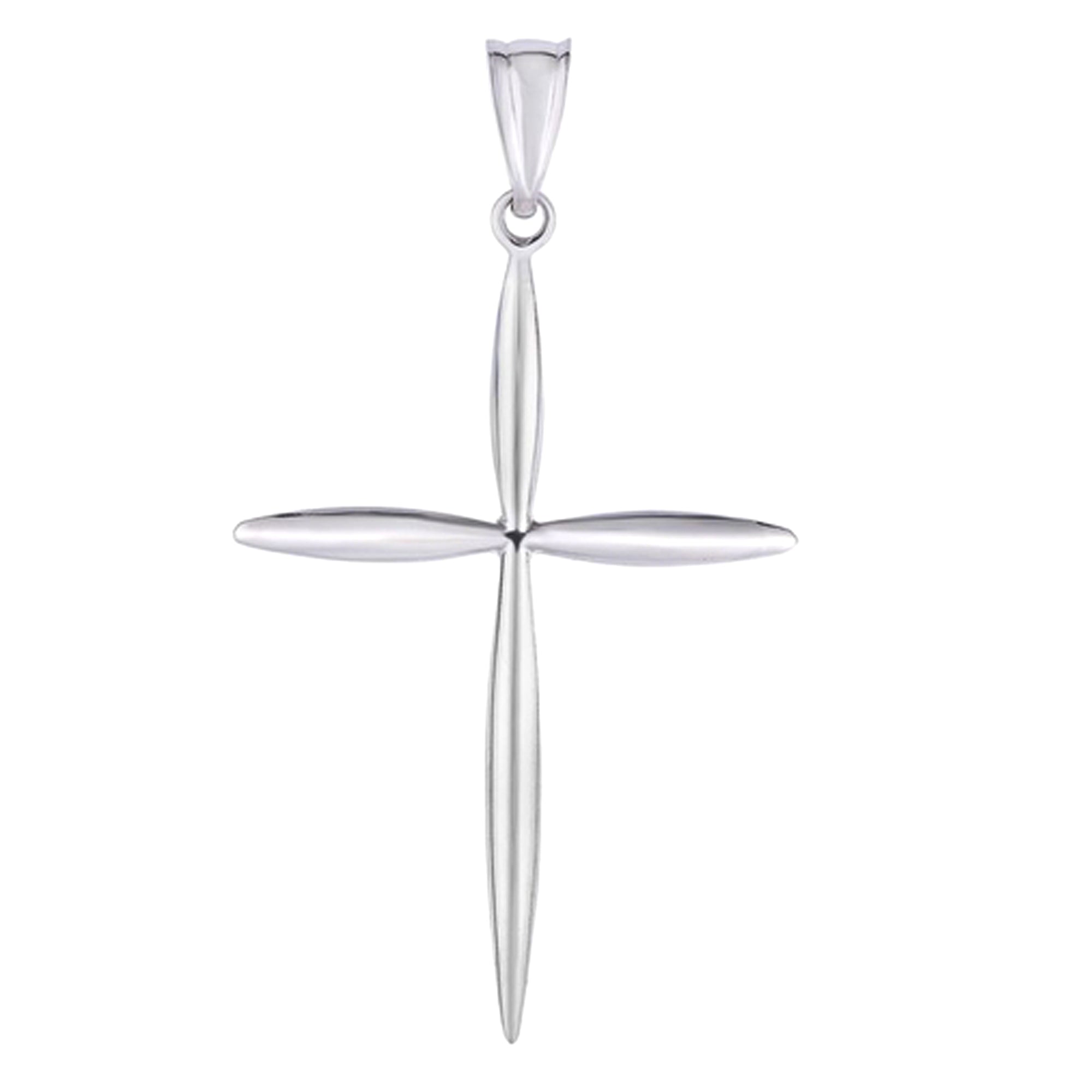 14k White Gold Fancy Cross Pendant 23 x 40 mm fine designer jewelry for men and women