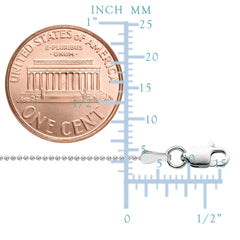 Sterling Silver Rhodium Plated Bead Chain Necklace, 1,0mm fine designer jewelry for men and women