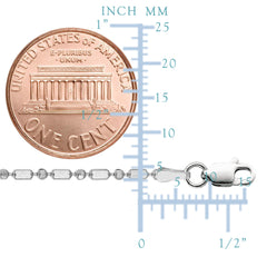 Sterling Silver Rhodium Plated And Diamond Cut Bead Chain Necklace, 1,5mm fine designer jewelry for men and women