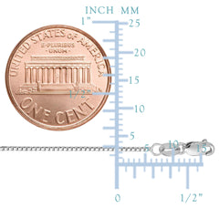 Sterling Silver Rhodium Plated Box Chain Necklace, 0.9mm fine designer jewelry for men and women