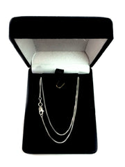 Sterling Silver Rhodium Plated Box Chain Necklace, 0.9mm fine designer jewelry for men and women