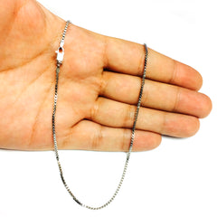 Sterling Silver Rhodium Plated Box Chain Necklace, 1,5mm fine designer jewelry for men and women