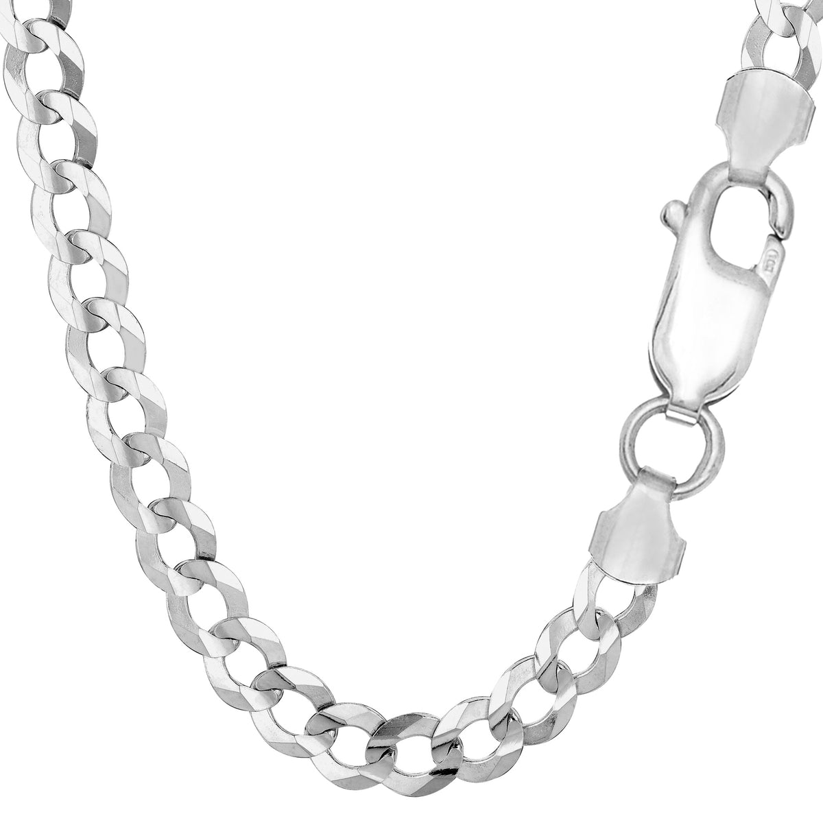 Sterling Silver Rhodium Plated Curb Chain Necklace, 7.0mm fine designer jewelry for men and women