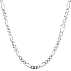 Sterling Silver Rhodium Plated Figaro Chain Necklace, 3.0mm fine designer jewelry for men and women