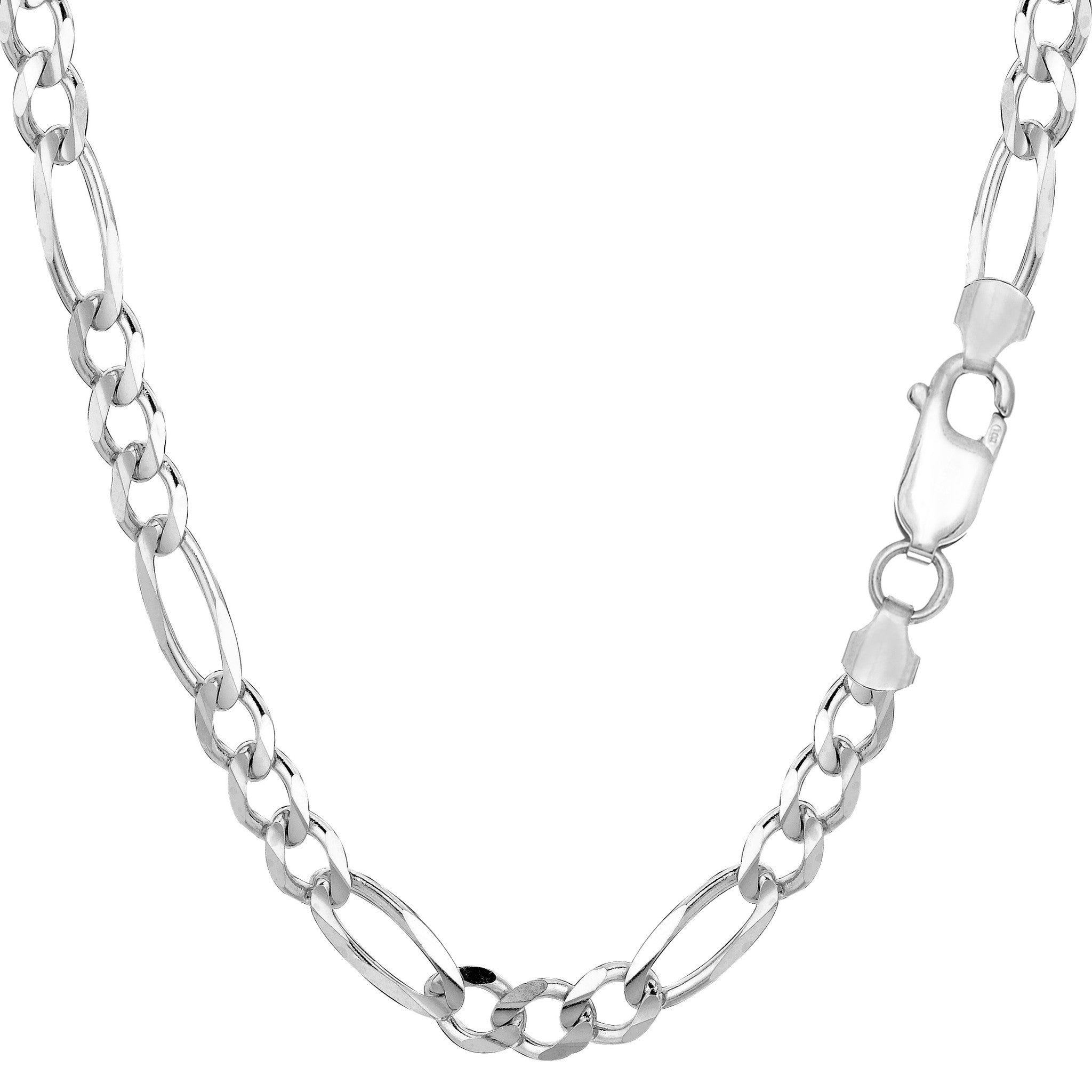 Sterling Silver Rhodium Plated Figaro Bracelet - Length 8.5 Inch - JewelryAffairs
 - 1