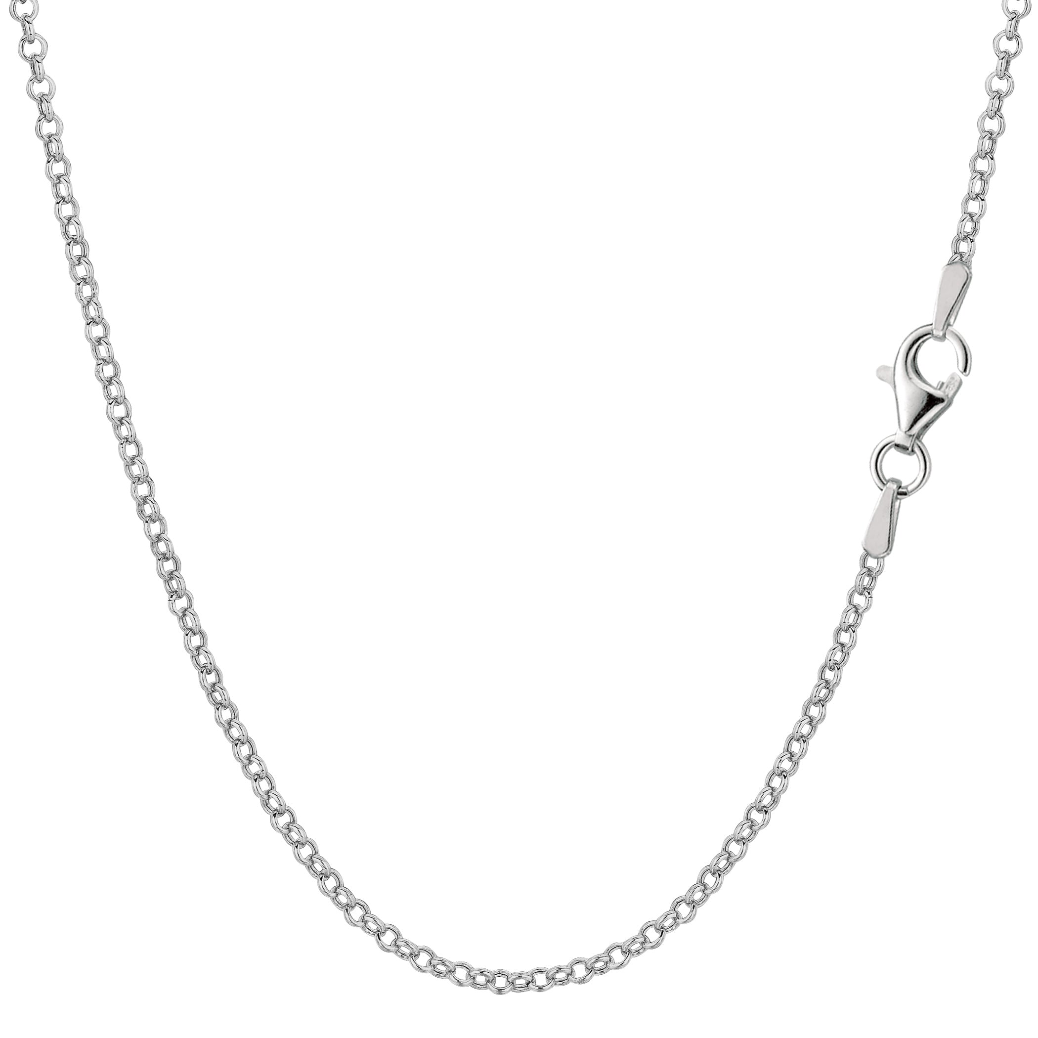 Sterling Silver Rhodium Plated Rolo Chain Necklace, 1.4mm fine designer jewelry for men and women