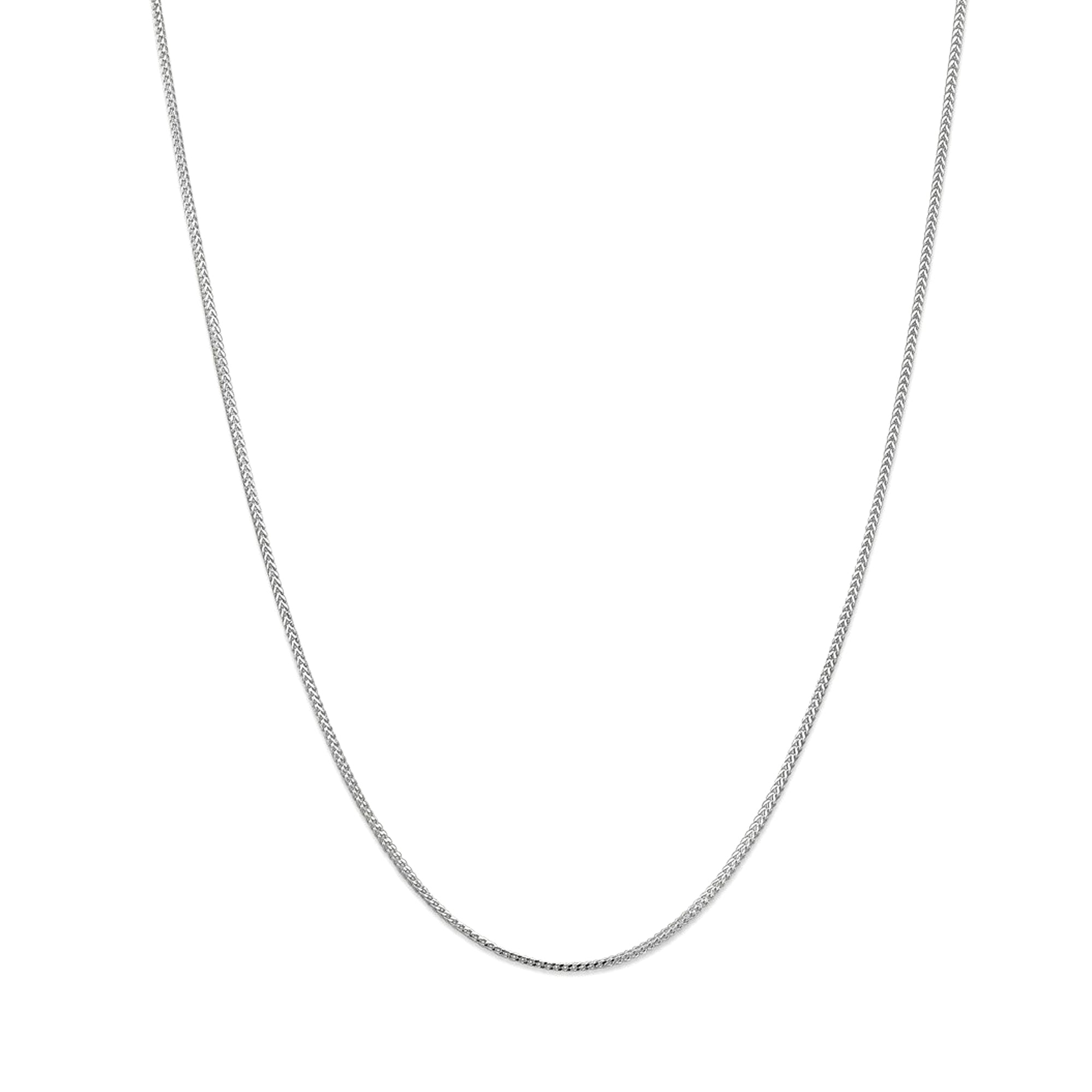 14k White Solid Gold Franco Chain Necklace, 1.2mm fine designer jewelry for men and women