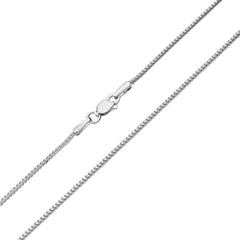 14k White Solid Gold Franco Chain Necklace, 1.2mm fine designer jewelry for men and women